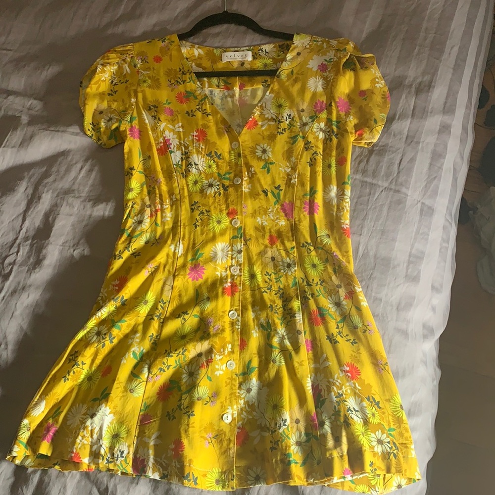 Yellow Floral Dress - Velvet by Graham & Spencer